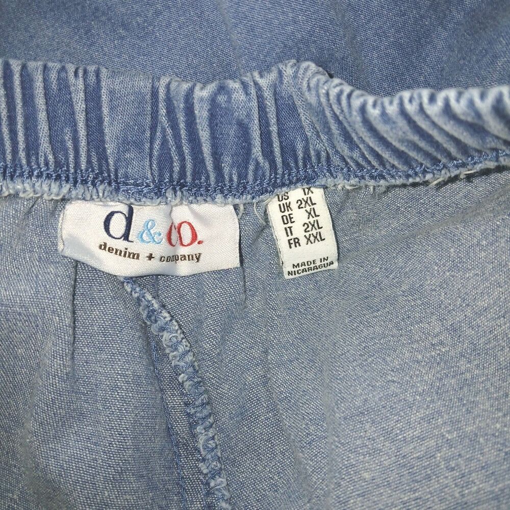 DENIM CO Women 1X Original Waist Stretch Pull-On Cropped Denim Blue Jeans A14925 - Picture 4 of 6